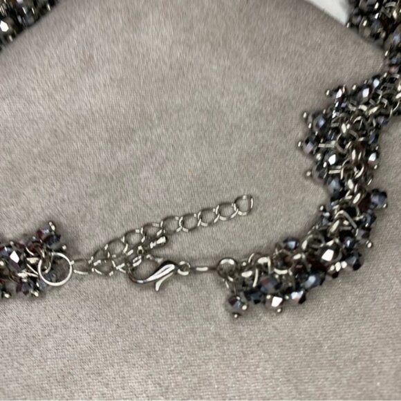 Gunmetal Faceted Round Fire Polished Bead necklace - Picture 4 of 5